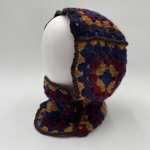 Balaclava Granny Square Retro Crochet Hooded Multicolor Hat Mask Handmade